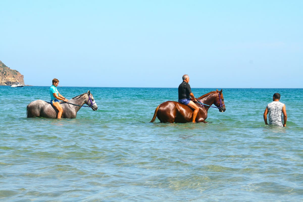 Paseo a caballo por el mar en Cabo Negro